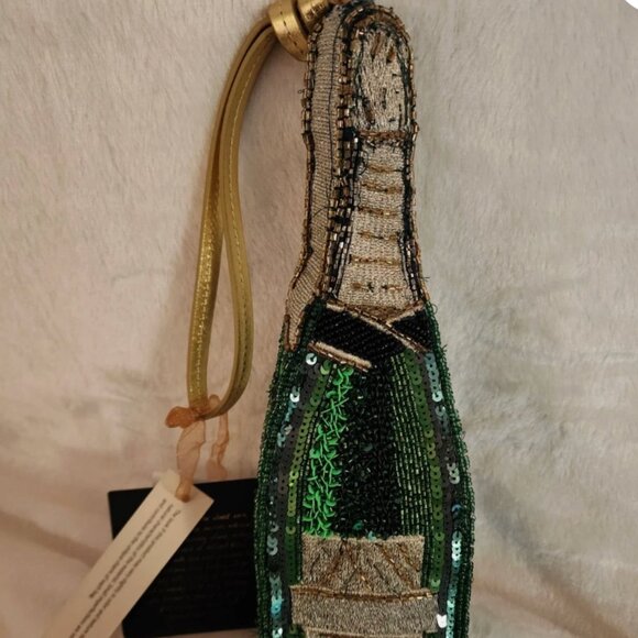 Handmade In India Champagne Bottle Beaded Sequin Bag Wristlet Tik Tok Viral - Picture 2 of 6